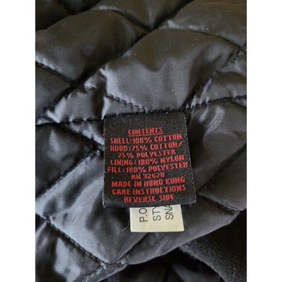 Snap On Tools Vtg XL Black Canvas Hooded Jacket Quilt Lined Workwear Hoodie Euc - Picture 10 of 11